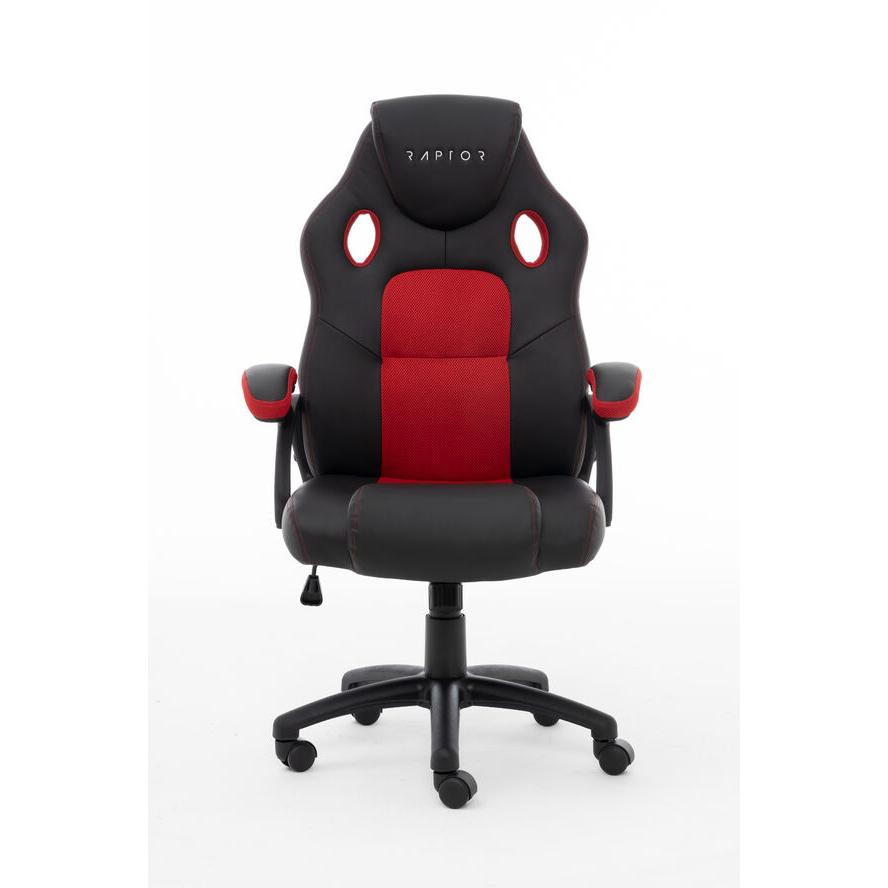 Raptor Gaming GS-40 Gaming-Stuhl PU + Stoff Schwarz/Rot - Sanden-Store
