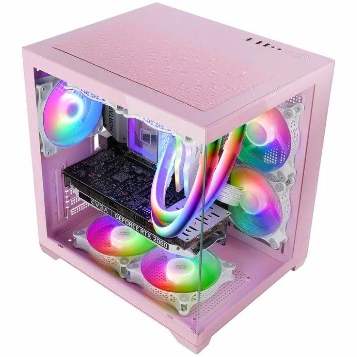 Mars Gaming MCVIEW2P ATX Mini-Tower Gehäuse Pink - Sanden-Store